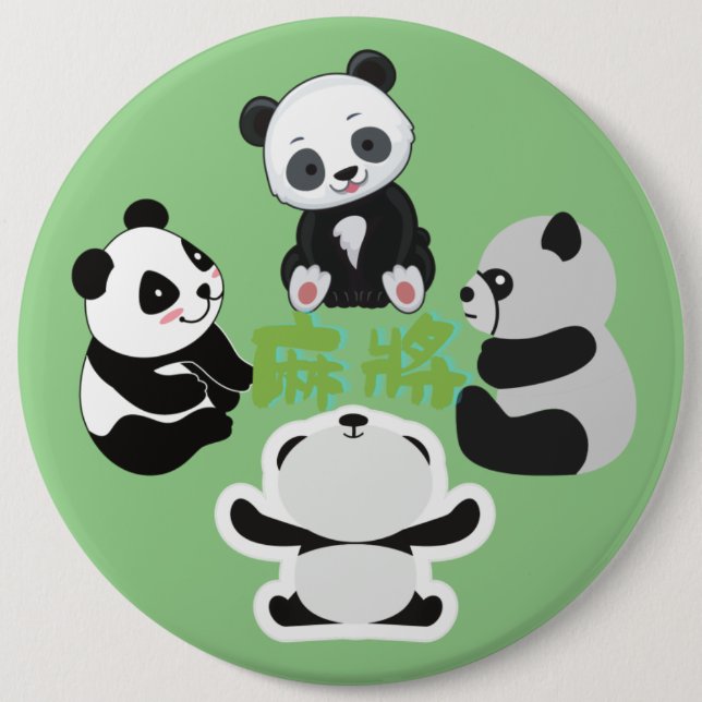 Mahjong Panda Cute Funny Button (Front)