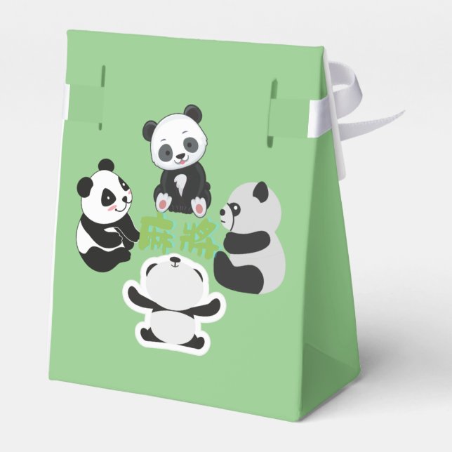 Mahjong Panda Cute Funny Favor Boxes (Back Side)