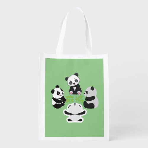 Mahjong Panda Cute Funny Reusable Grocery Bag