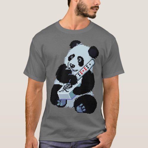 Mahjong Panda Pixel Art T_Shirt