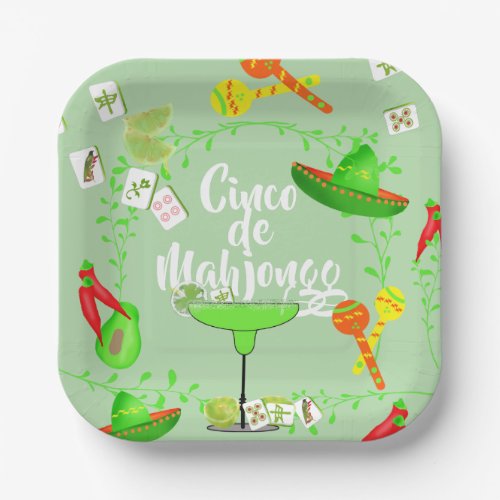 Mahjong Party Cinco de Mayo-Mahjong  Paper Plates