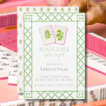 Mahjong Party Invitation, Green Dragon Bamboo  Invitation