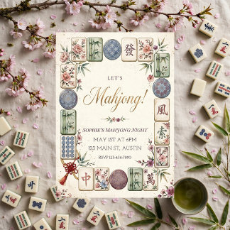 Mahjong Party Invitation, mahjong instant Invitation