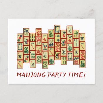 Mahjong Party Invitation Postcard by debinSC at Zazzle