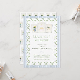 Mahjong Party Invitation, Preppy Champagne  Invitation