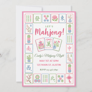 Mahjong Party Pastel Tile Border  Invitation