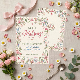 Mahjong Party Pastel Tile Border Invitation