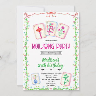 Mahjong party theme invitation