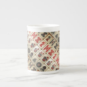 Mahjong pattern bone china mug