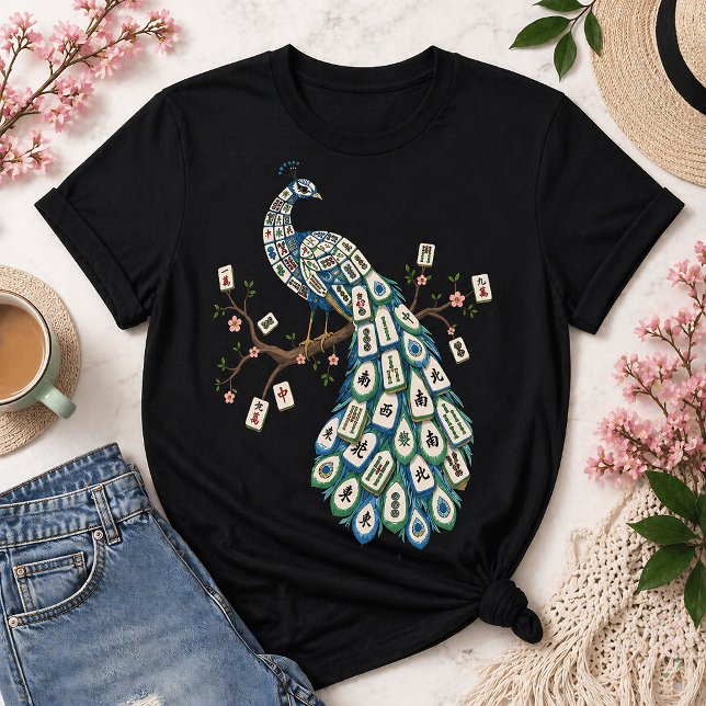 Mahjong Peacock Tile Bird Elegant  T-Shirt (Creator Uploaded)