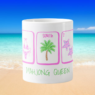 MAHJONG QUEEN Beach Mahjong Tiles Coastal Preppy Giant Coffee Mug