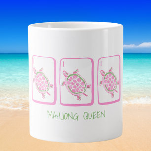 Mahjong Queen Beach Sea Turtles / Pink Turtles Giant Coffee Mug