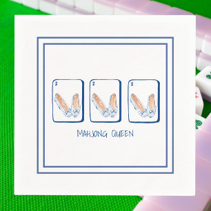 MAHJONG QUEEN Blue Stripe Flats Mahjong Preppy Napkins