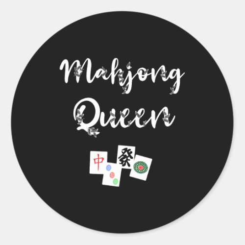 Mahjong Queen Chinese Game Set Mah Jongg Tiles Ma  Classic Round Sticker