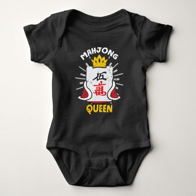Mahjong Queen Chinese Table Game Mah Jong Baby Bodysuit (Front)