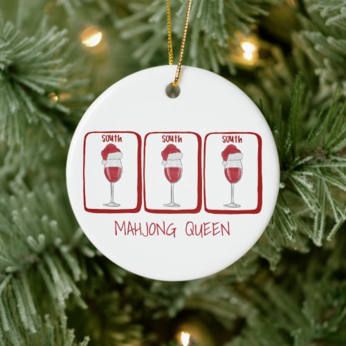 Mahjong Queen Custom Wine Mahjong South Tiles Ceramic Ornament