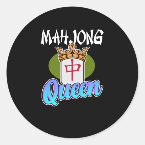 Mahjong Queen Game Mahjong Player Games Graphic Classic Round Sticker