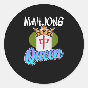 Mahjong Queen Game Mahjong Player Games Graphic Classic Round Sticker