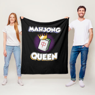 Mahjong Queen Game Mahjong Player Games Graphic Fleece Blanket