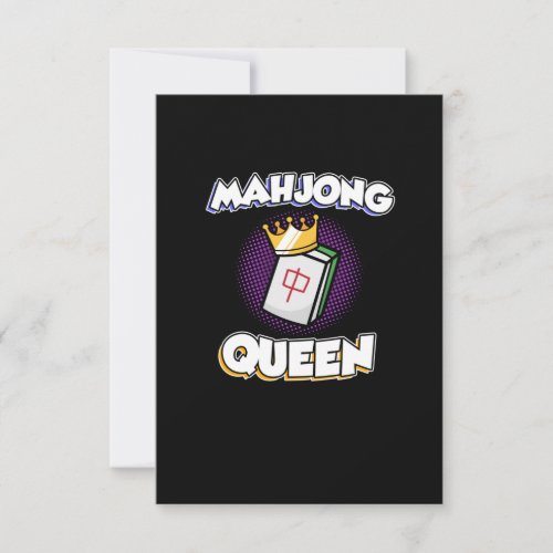 Mahjong Queen Game Mahjong Player Games Graphic RSVP Card