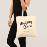 Mahjong Queen in Blue Personalized Tote Bag<br><div class="desc">Perfect gift for your favorite mahjong player.</div>