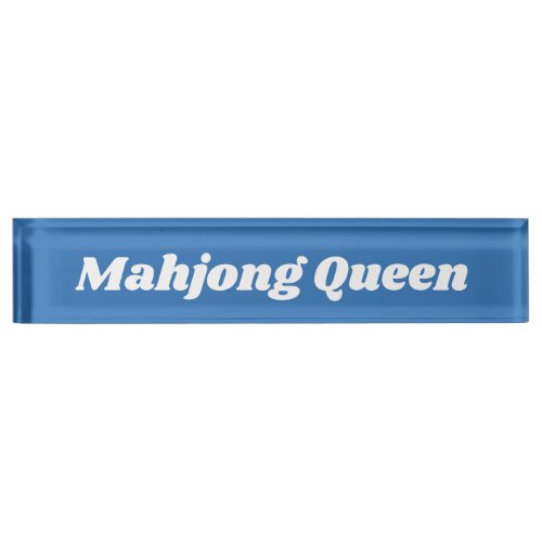 Mahjong Queen in Bright Blue Desk Name Plate