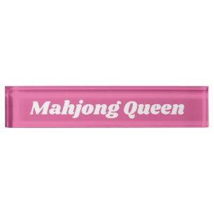 Mahjong Queen in Bright Pink Desk Name Plate