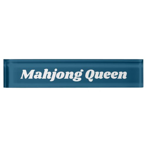 Mahjong Queen in Teal Blue  Desk Name Plate