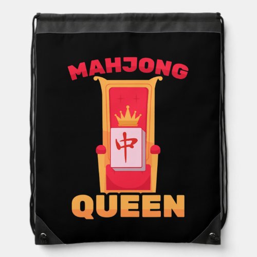 Mahjong Queen Of Tiles Mah Jong Family Game  Drawstring Bag