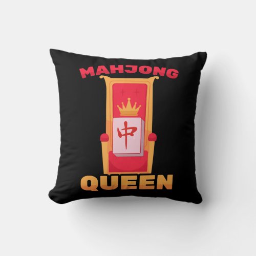 Mahjong Queen Of Tiles Mah Jong Family Game  Throw Pillow