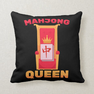 Mahjong Queen Of Tiles Mah Jong Family Game  Throw Pillow