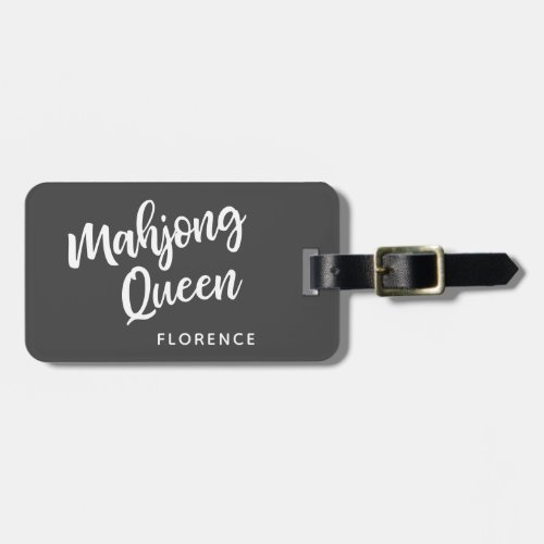 Mahjong Queen Personalized Name Black and White Luggage Tag