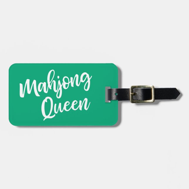 Mahjong Queen Personalized Name in Green Luggage Tag (Front Horizontal)