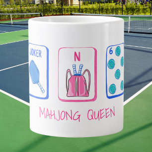 Mahjong Queen Pickleball Mahjong Paddle Pickleball Giant Coffee Mug