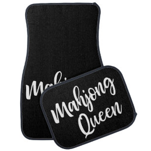 Mahjong Queen Script Modern Funny Black Car Floor Mat