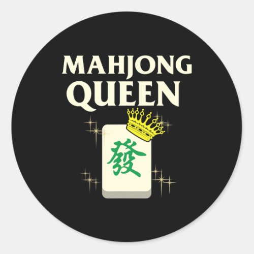 Mahjong Queen Tile Game Lover Players Classic Round Sticker