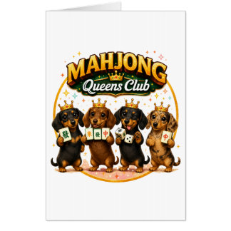 Mahjong Queens Club Cute Dachshunds Card