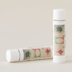 Mahjong - red, green and white dragons. Lip balm. Balm