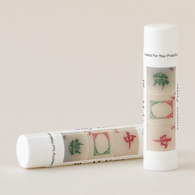 Mahjong - red, green and white dragons.  Lip balm. Balm (Front)