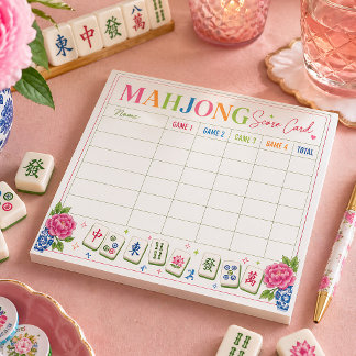 Mahjong Score Card Floral Design Notepad
