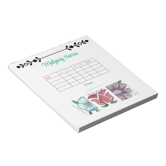 mahjong scorepad flower tiles notepad (Angled)