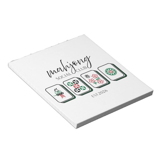 Mahjong Social Club Est 2026  Notepad (Angled)