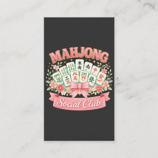 Mahjong Social Club Pink Floral Bow Calling Card