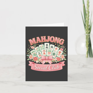 Mahjong Social Club Pink Floral Bow Card