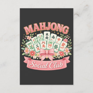 Mahjong Social Club Pink Floral Bow Enclosure Card