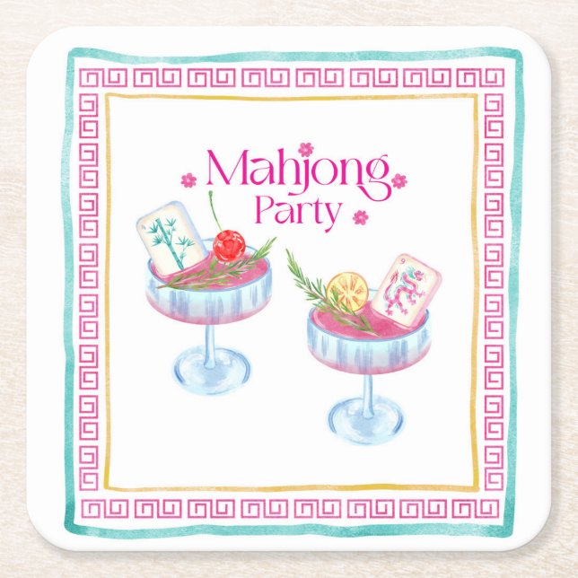 Mahjong Square Paper Coaster (Front)