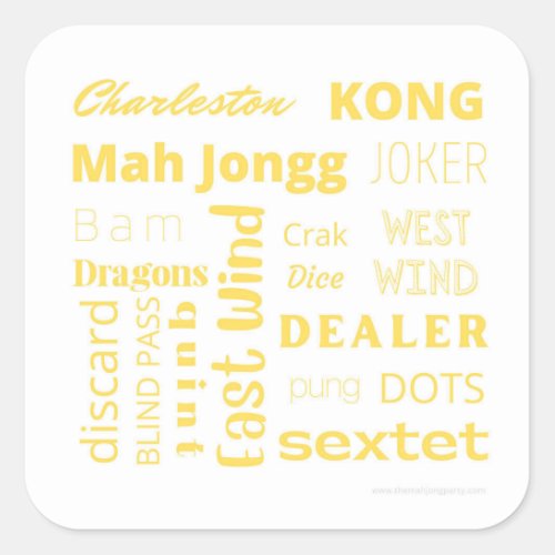 Mahjong sticker with yellow words