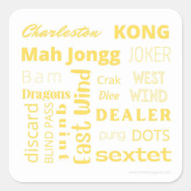 Mahjong sticker with yellow words