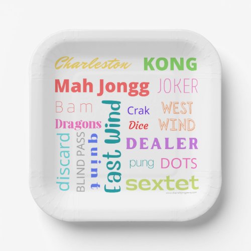 Mahjong themed plates featuring American Mah Jongg