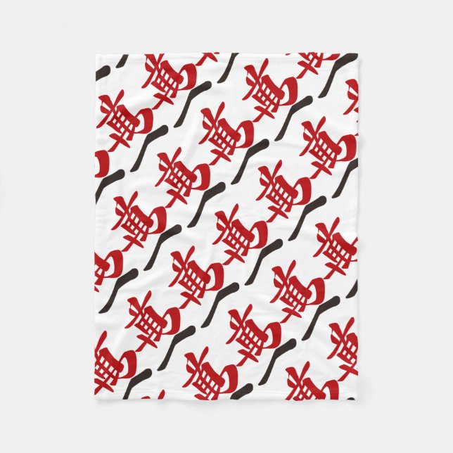 Mahjong tile Ichiman_character -01 Fleece Blanket (Front)